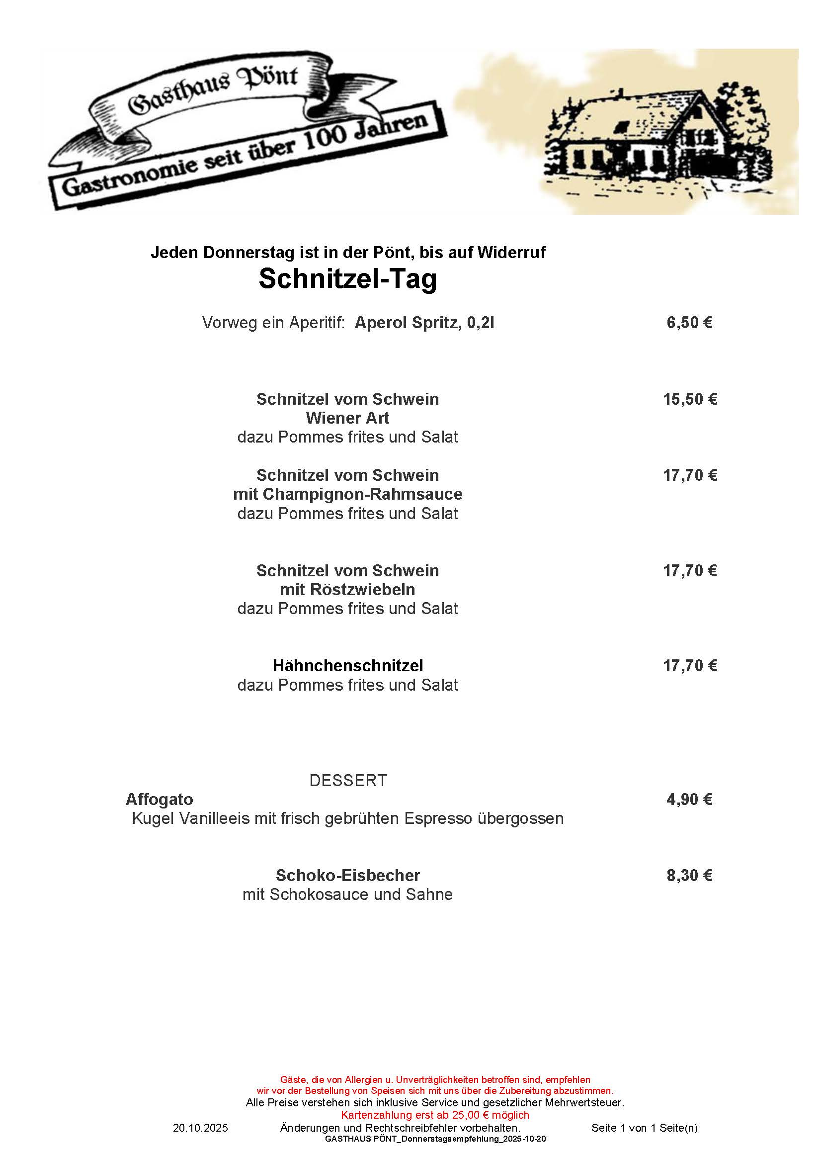GASTHAUS PÖNT_Donnerstagsempfehlung_2025-10-20