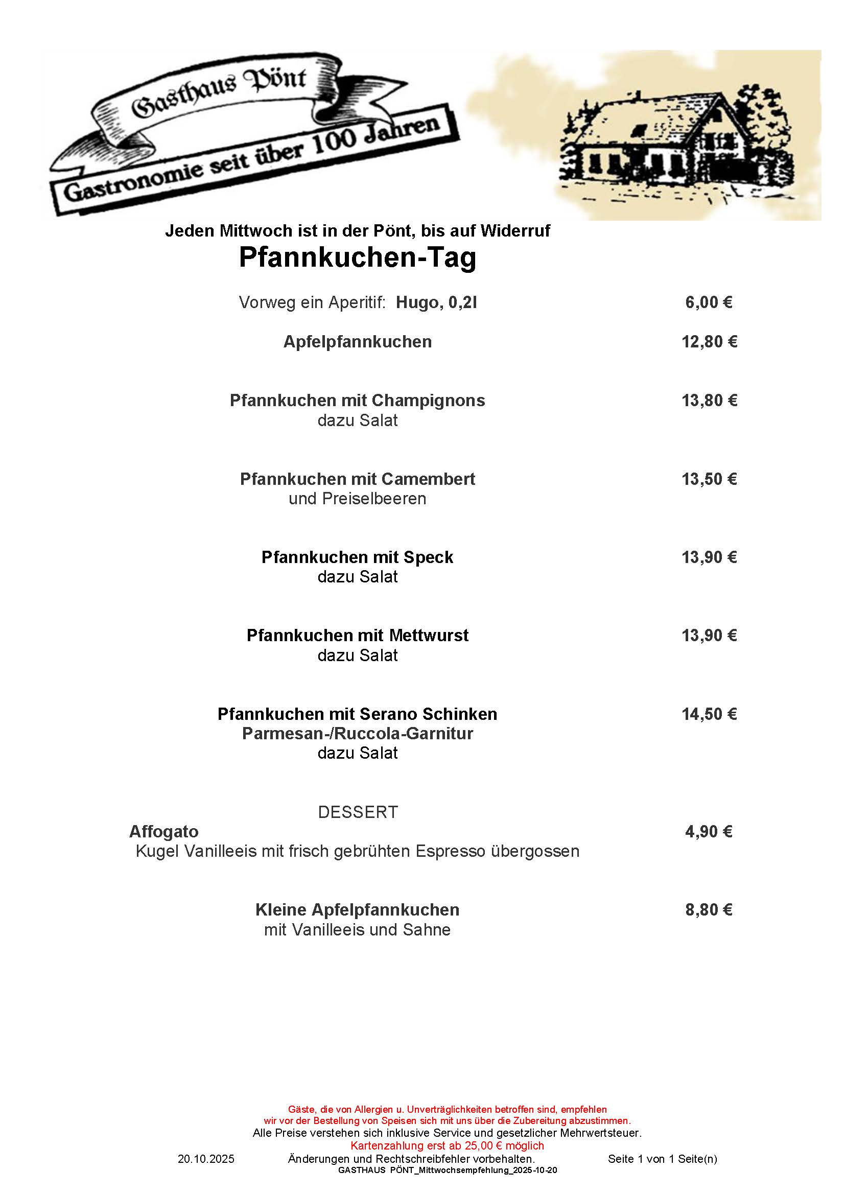 GASTHAUS PÖNT_Mittwochsempfehlung_2025-10-20